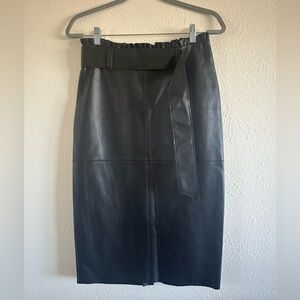 Zara paper bag waist faux leather skirt